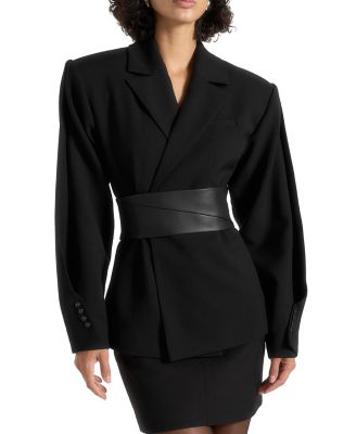 Marie Wool Twist Sleeve Blazer with Belt