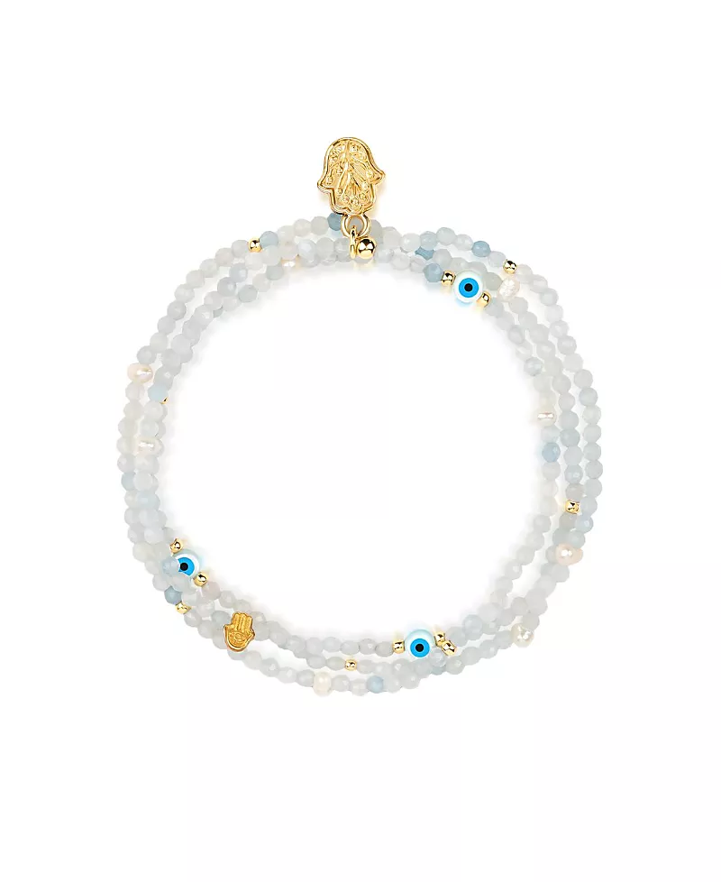 Karma and Luck Dreamy Spirit Aquamarine March Birthstone Wrap Bracelet