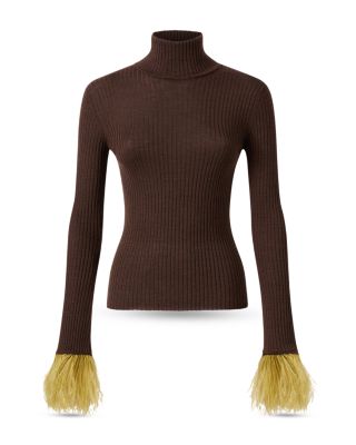 High Kick Cashmere Blend Feather Trim Top