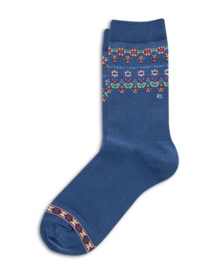 Winter Placed Floral Crew Socks