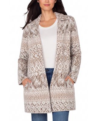 Open Front Mixed Print Cardigan
