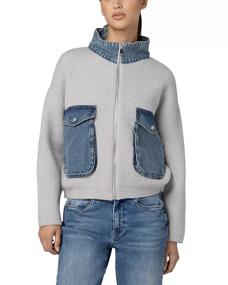 Blanknyc Mixed Media Zip Front Jacket