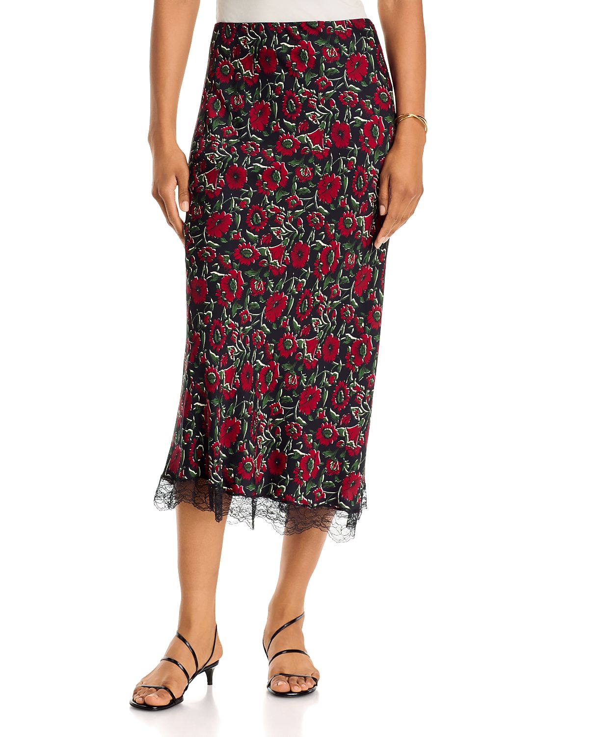 Veronica Beard Clover Lace Trim Printed Skirt