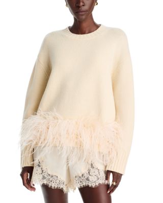 Zelie Wool Feather Trim Sweater