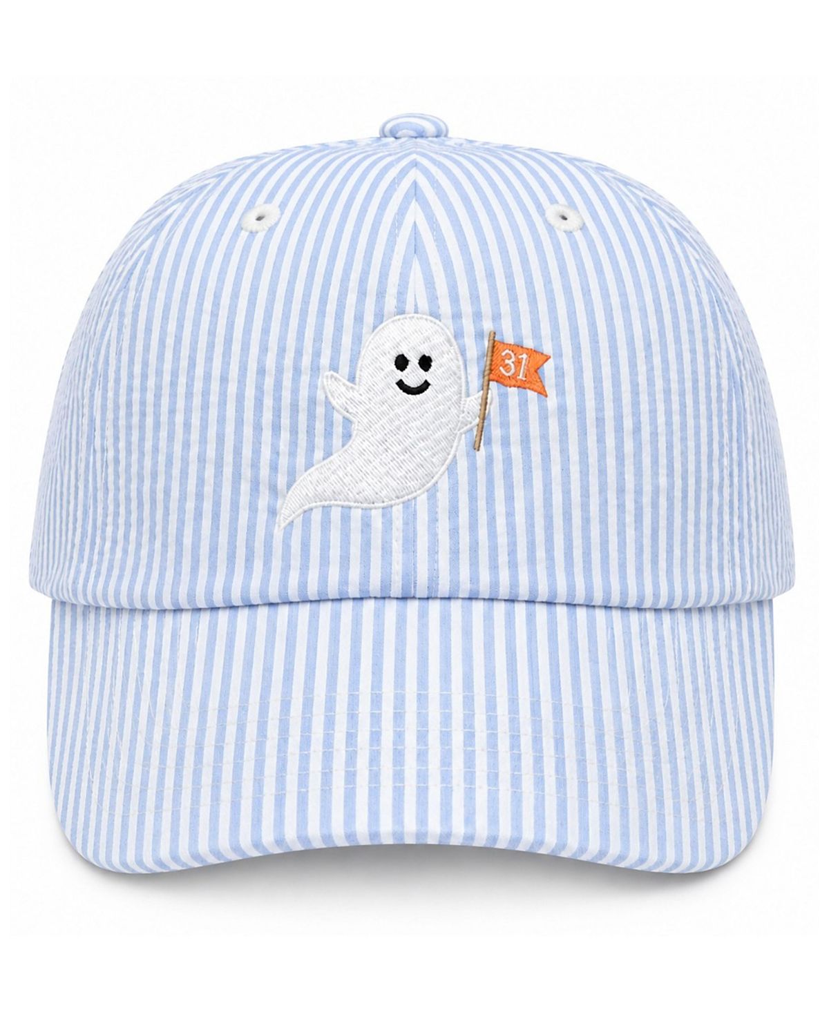 Bits & Bows Unisex Ghost Seersucker Baseball Hat