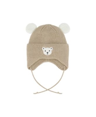  Unisex Teddy Bear Ear Flap Fleece Lined Winter Knit Hat - Baby