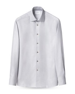 Cotton Contemporary Fit Micro Check Twill Shirt