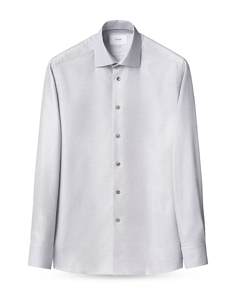 Eton Cotton Contemporary Fit Micro Check Twill Shirt