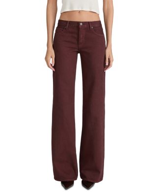 Amelia Gray Petite The Pixie Gray Low Rise Wide Flare Leg Jeans in Bordeaux