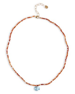 Camille Beaded Gemstone Pendant Necklace, 18-20"
