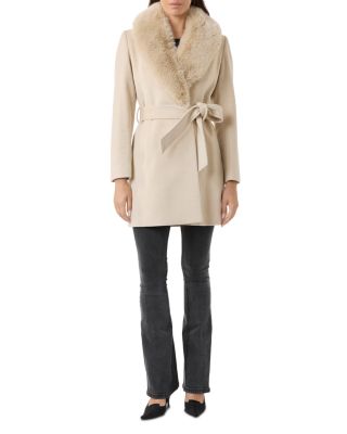 Faux Fur Collar Wrap Coat