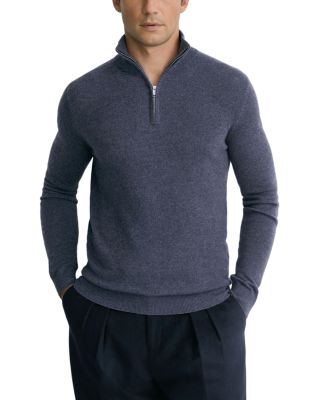 Royal Cashmere Stand Collar Half Zip Sweater