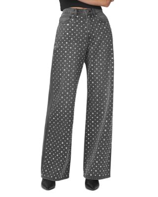 The Harlow High Rise Studded Wide Leg Jeans in Lunar Stud