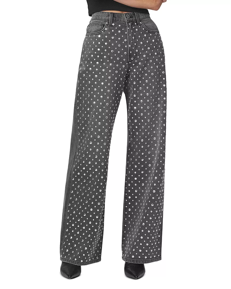Joe's Jeans The Harlow High Rise Studded Wide Leg Jeans in Lunar Stud
