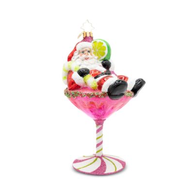 Santa's Christmas Cosmo Glass Ornament