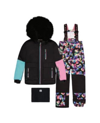  Girls' Play Colorblock Jacket & Heart Pants Two Piece Snowsuit - Big Kid