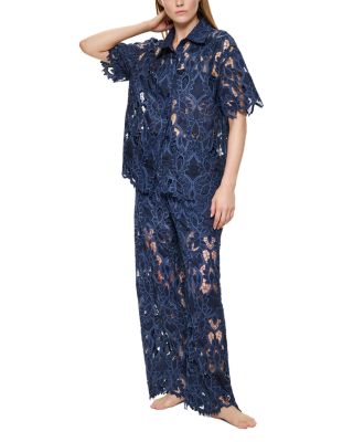 Short Sleeve Lace Beach Cover-Up Blouse & Lace Beach Cover-Up Pants