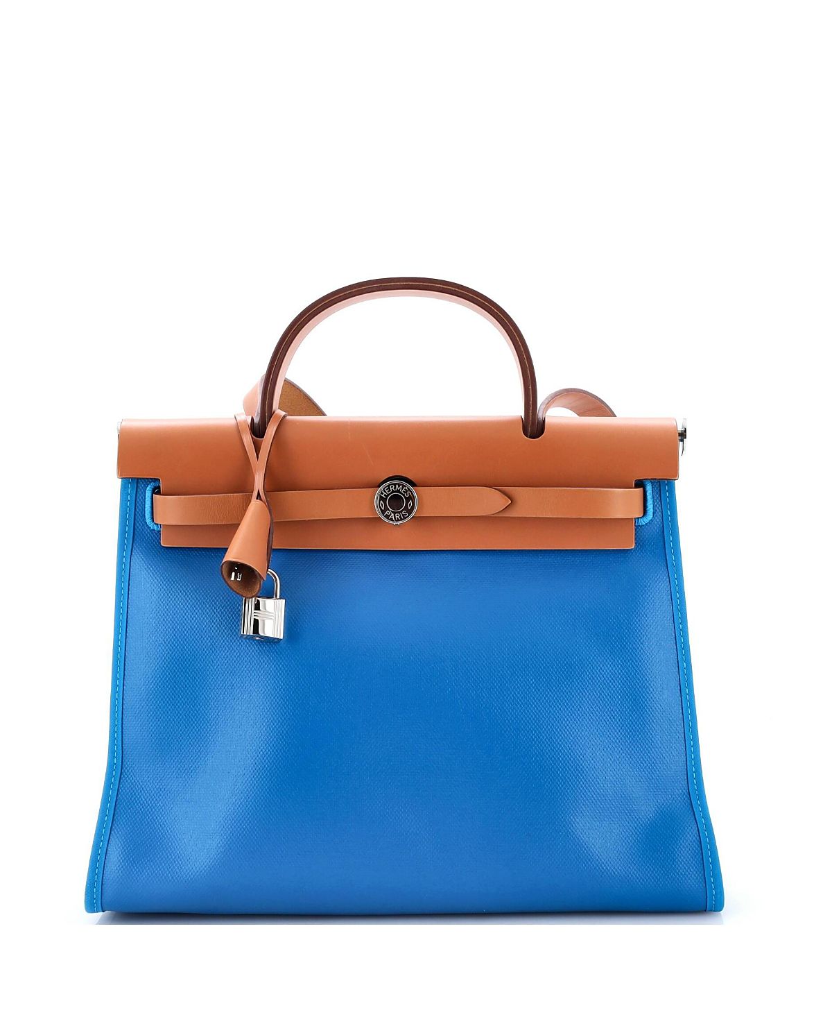 Pre-Owned HERMES Herbag Zip Canvas & Leather Shoulder Bag