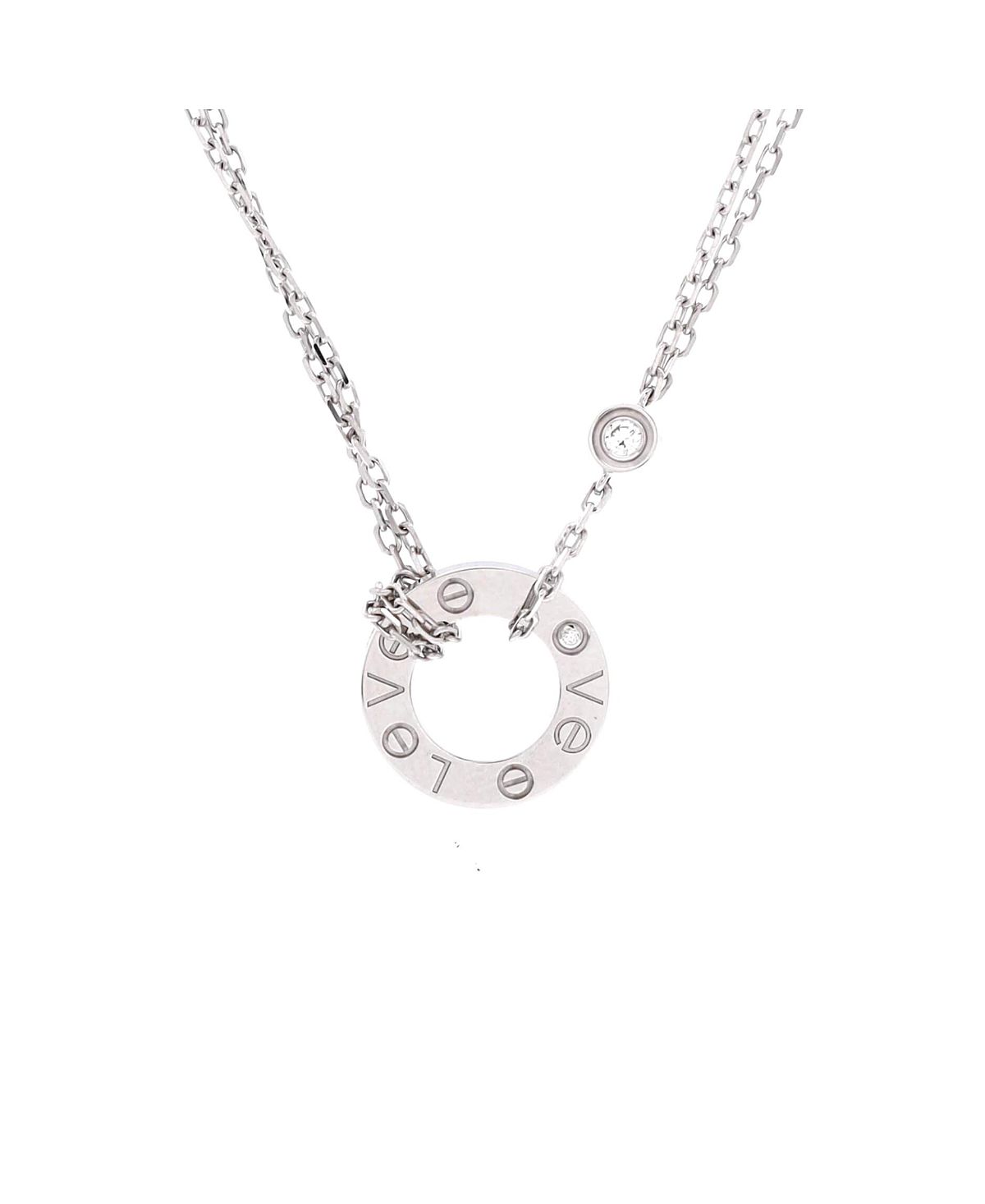 Pre-Owned Cartier 2 Diamonds Love Pendant Necklace 18K White Gold with Diamonds