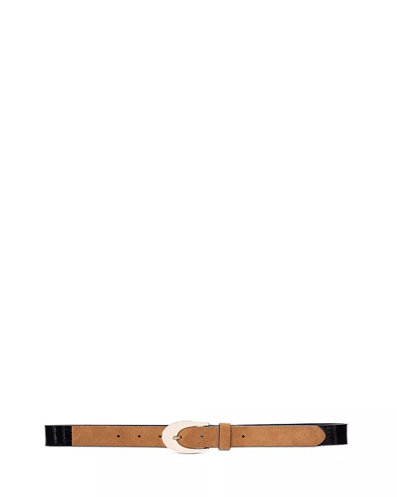 Black Suede Studio Women's Tease Reversible Suede & Embossed Leather Belt