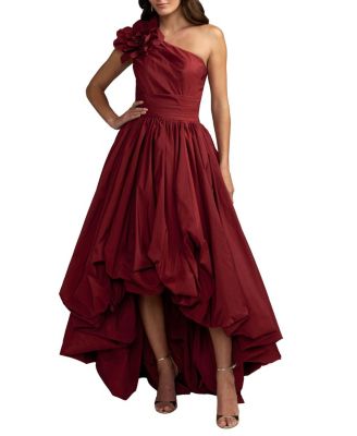  One Shoulder High Low Gown With 3D Flower