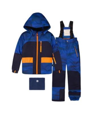  Boys' Two Piece Play Jacket & Pants Fleece Neckwarmer Snowsuit - Little Kid, Big Kid