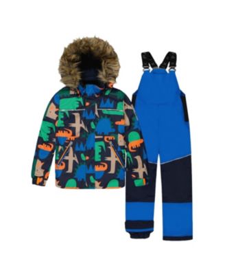  Boys' Dinosaur Discover Fleece Jacket Snow Pants Two Piece Snowsuit - Little Kid, Big Kid
