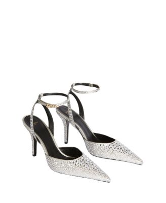  Women's Strappy Satin Courts with Crystals