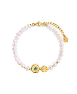  Serene Protection Pearl Evil Eye Lotus Bracelet