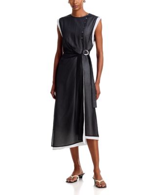 Organza Overlay Midi Wrap Dress