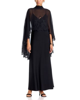Kobi Halperin Carmen Embroidered Capelet Maxi Dress