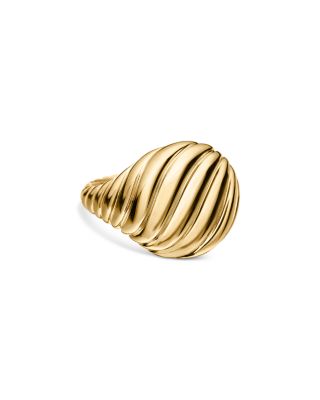 David Yurman Sculpted Cable Pinky Ring in 18K Yellow Gold, 13mm