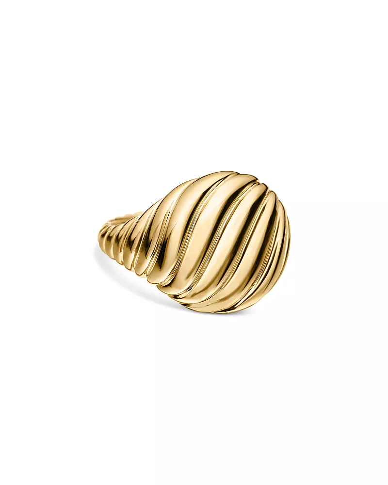 Sculpted Cable Pinky Ring in 18K Yellow Gold, 13mm