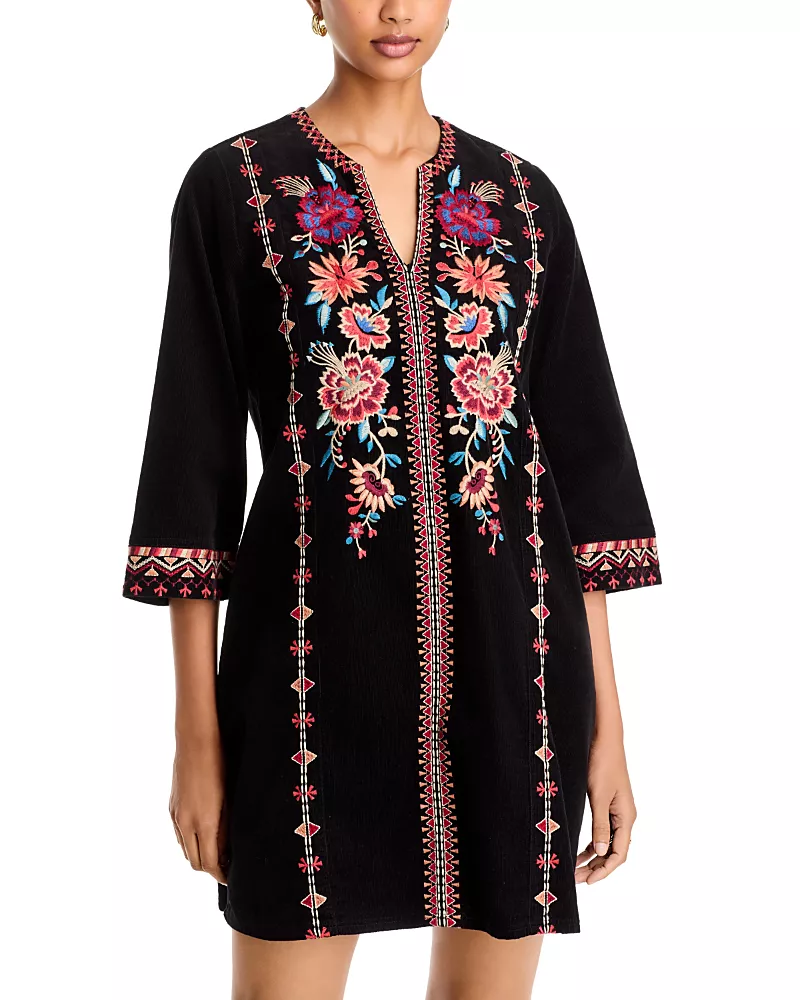 Johnny Was Nadia Embroidered Cotton Swing Dress