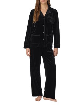 Velvet Notch Collar Long Pants Pajama Set