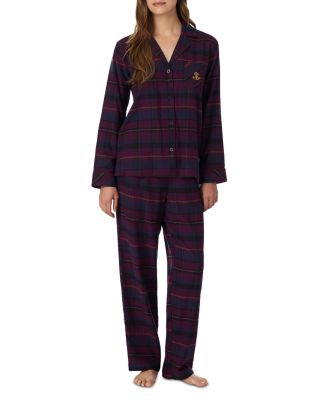 Brushed Twill Notch Collar Long Pants Pajama Set