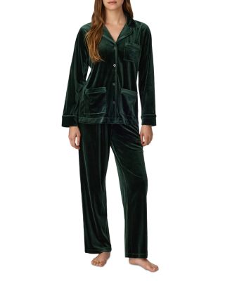 Velvet Notch Collar Long Pants Pajama Set