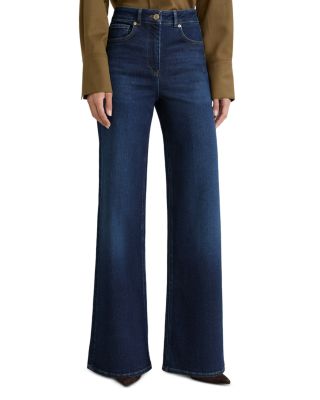 Petites Jas High Rise Wide Leg Jeans in Dark Blue