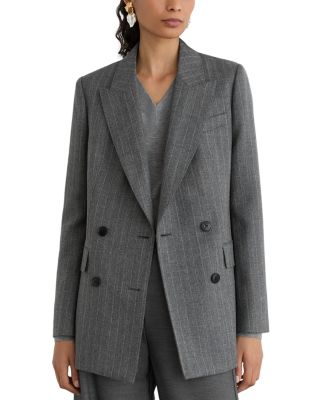 Petite Astrid Herringbone Wool Double Breasted Blazer