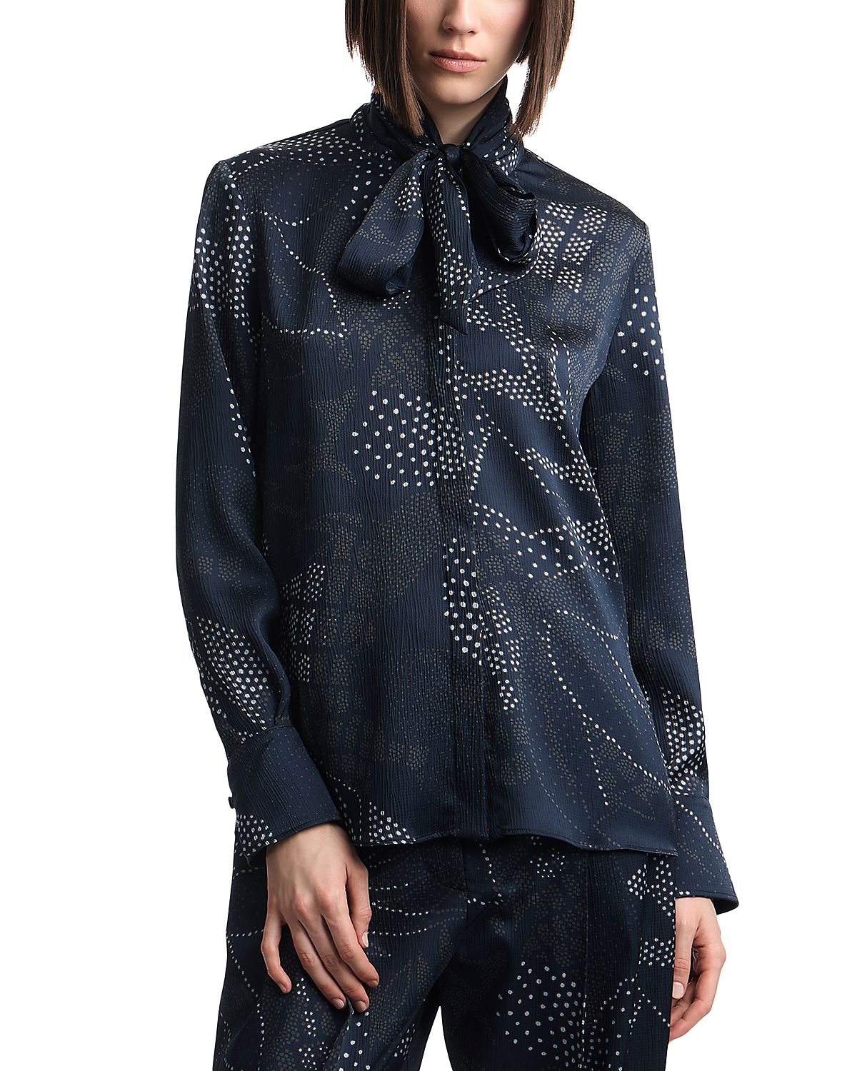 Emporio Armani Tie Neck Creponne Blouse