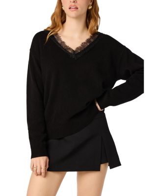 Jadyn Wool Lace Trim Sweater