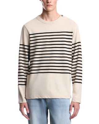 Cotton & Linen Stripe Button Collar Shirt