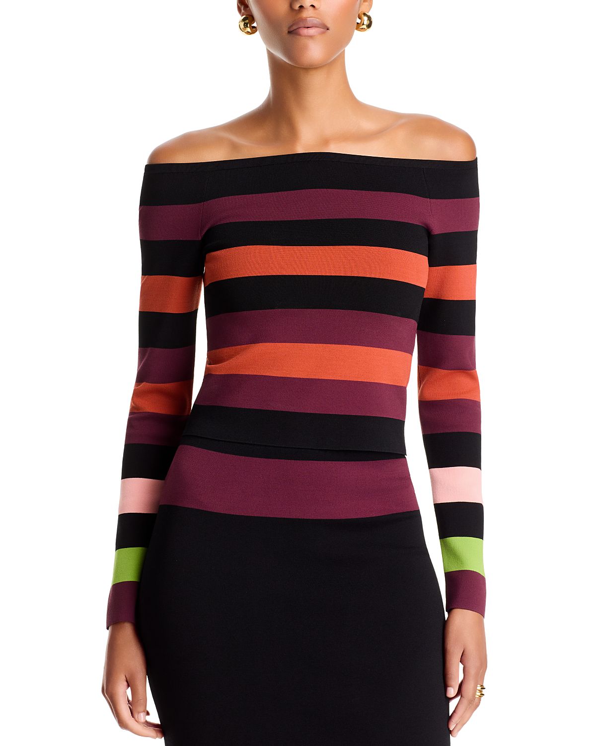 Christopher John Rogers Off-the-Shoulder Long Sleeve Knit Top