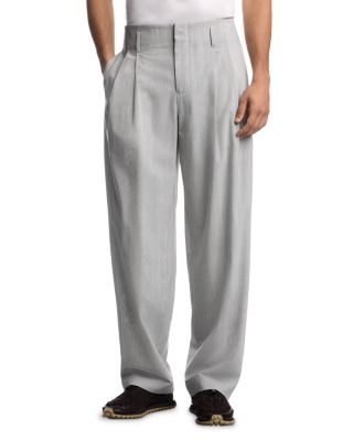Wool Blend Stretch Pleated Trousers