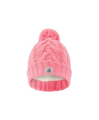  Girls' Winter Cable Pattern Fleece-Lined Pompom Knit Hat - Little Kid, Big Kid