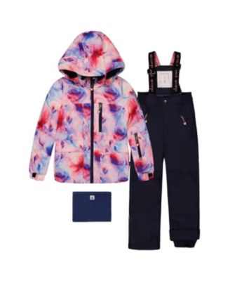  Girls' Play Watercolor Floral Jacket & Reinforced Pants Two Piece Snowsuit - Little Kid