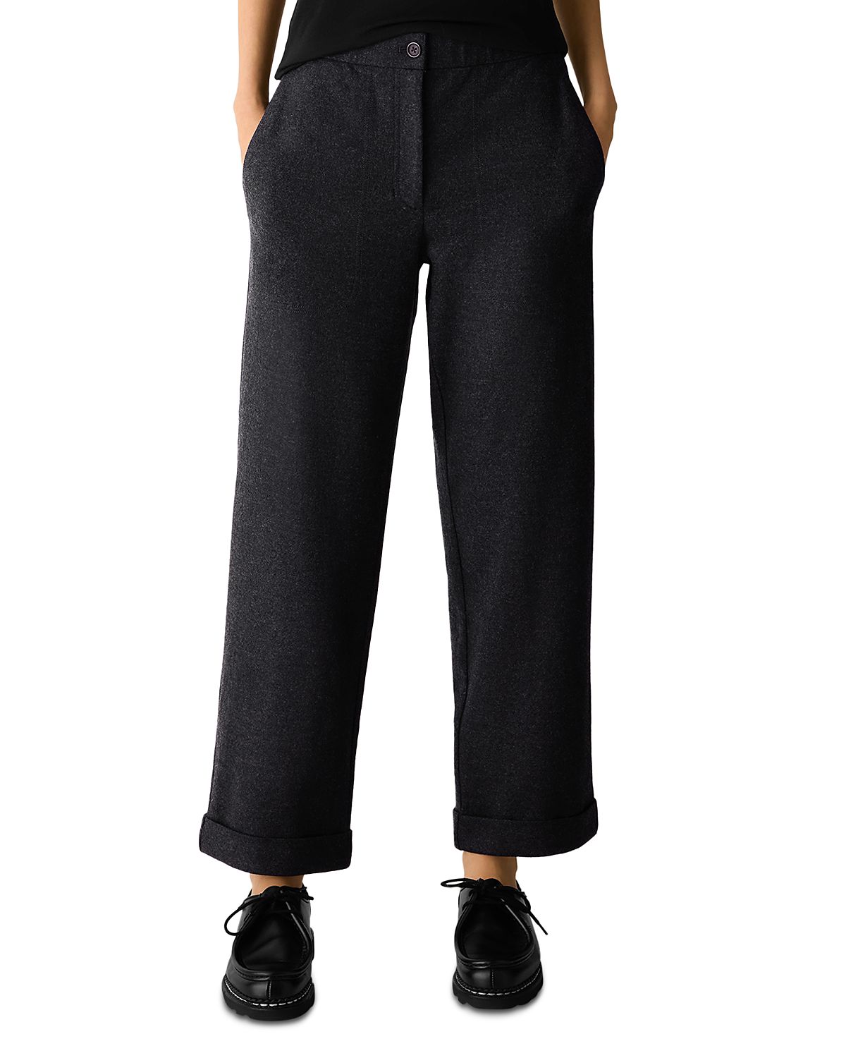 Eileen Fisher Felted Wool Cuffed Ankle Pants
