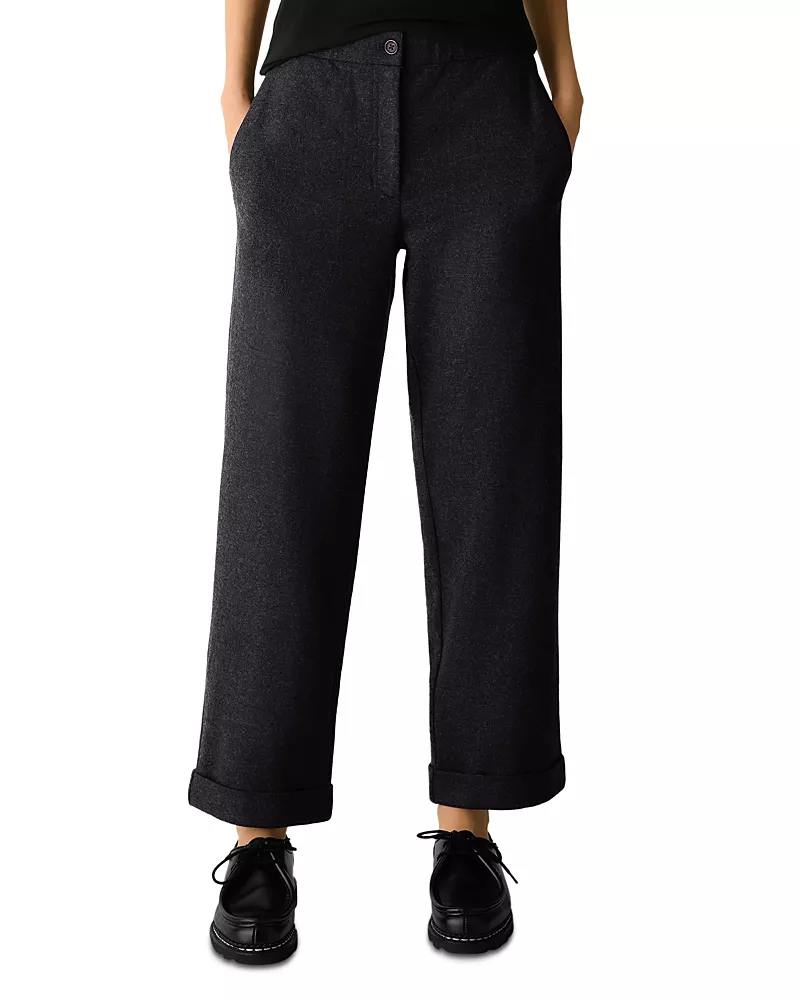 Eileen Fisher Felted Wool Cuffed Ankle Pants