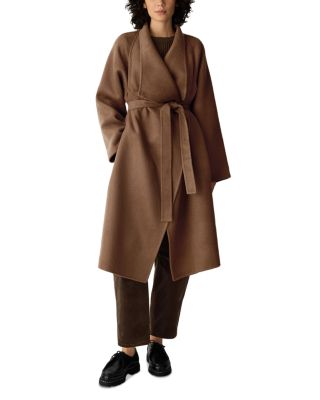 Wool High Drape Neck Coat