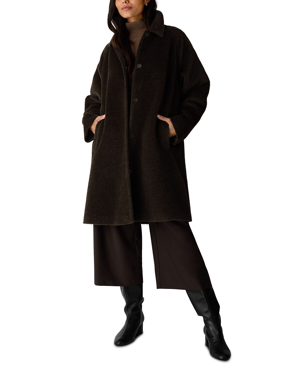 Eileen Fisher Classic Collar Raglan Sleeve Coat